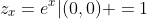 z_x=e^x|(0,0) =1