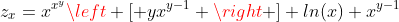 z_x=x^{x^y}\left [ yx^{y-1} \right ] ln(x)+x^{y-1}