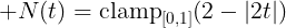 N(t) = clamp(2 - |2t|)