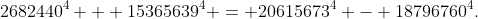 2682440^4 + 15365639^4 = 20615673^4 - 18796760^4.