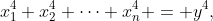 x_1^4+x_2^4+\cdots+x_{n}^4 = y^4,