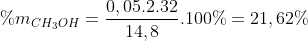 %m_{CH_{3}OH} = \frac{0,05.2.32}{14,8} .100%=21,62%
