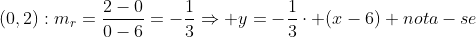 \Reta;r;que;passa;por;(6,0);e;(0,2):\\m_{r}=frac{2-0}{0-6}=-frac{1}{3}\\Rightarrow y=-frac{1}{3}cdot (x-6)\\ nota-se;que:\\ygeq -frac{x}{3}+2