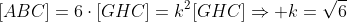 [ABC]=6cdot[GHC]=k^2[GHC]\\Rightarrow k=sqrt{6}