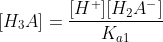 [H_3A]=\frac{[H^+][H_2A^-]}{K_{a1}}\; \; \; \; \; \; \; \; (24a)