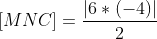 [MNC]=frac{|6*(-4)|}{2}