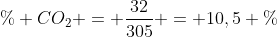 \% CO_2 = frac{32}{305} = 10,5 \%