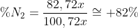 \%N_2=frac{82,72x}{100,72x}cong 82\%