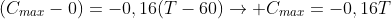 \(C_{max}-0)=-0,16(T-60)
ightarrow C_{max}=-0,16T+9,6