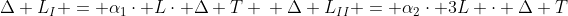 \Delta L_I = alpha_1cdot Lcdot Delta T \\ Delta L_{II} = alpha_2cdot 3L cdot Delta T