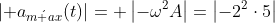 \left| a_{macute ax}(t)
ight|= left|-omega^2A
ight|=left|-2^2cdot5
ight|