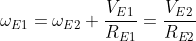 \omega_{E1}=omega_{E2}\\ frac{V_{E1}}{R_{E1}}=frac{V_{E2}}{R_{E2}}