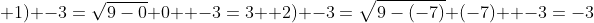 \ 1) -3=sqrt{9-0}+0 \ -3=3 \ 2) -3=sqrt{9-left(-7
ight)}+left(-7
ight) \ -3=-3