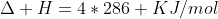 Delta H=4*286 KJ/mol