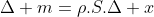 Delta m=ho.S.Delta x