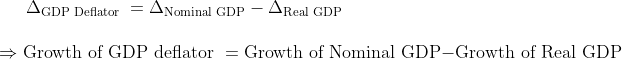AReal GDP ANominal GDP AGDP Deflator Growth of Nominal GDP-Growth of Real GDP Growth of GDP deflator _