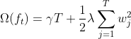 \Omega(f_t) = \gamma T + \frac{1}{2}\lambda\sum^T_{j=1}w_j^2