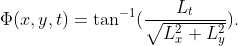 \Phi (x,y,t) = \tan ^{-1}(\frac{L_{t}}{\sqrt{L_{x}^{2}+L_{y}^{2}}}).