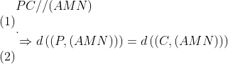 \begin{align} & PC//(AMN) \\ & \Rightarrow d\left( (P,(AMN)) \right)=d\left( (C,(AMN)) \right) \end{align}.
