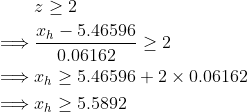 Th-5.46596 0.06162 、Zn > 5.46596 + 2 × 0.06162 →Th > 5.5892