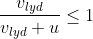 \begin{align*} \frac{v_{lyd}}{v_{lyd}+u} &\leq 1 \end{align*}
