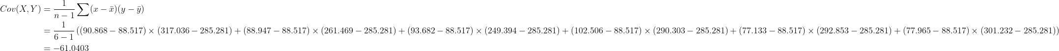 ((90.868-88.517) × (317.036-285.281) + (88.947-88.517) × (26 1.469-285.281) (93.682-88.517) × (249.394-285.281) (102.506-88.517) × (290.303-285281) (77.133-88.517) × (292.853-285.281) + (77.965-88.517) × (30 1.232-285.281)) =-61.0403