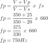 \begin{align*} &fp=\frac{V + Vp}{V- Vs}\hspace{0,2cm}x\hspace{0,2cm} fs\\ &fp=\frac{350+ 25}{350- 20}\hspace{0,2cm}x\hspace{0,2cm} 660\\ &fp=\frac{375}{330}\hspace{0,2cm}x\hspace{0,2cm} 660\\ &fp=750Hz \end{align*} Bus A = sumber bunyi, Bus B = pendengar  Vs = VA = 72 km/jam = 20 m/s mendekati pendengar (+)  Vp = VB = 90 km/jam = 25 m/s mendekati sumber bunyi (-)  Fs=fA = 660 Hz  V=350 m/s  VB =Vp yaitu