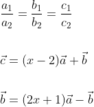 \begin{aligned} &\frac{a_{1}}{a_{2}}=\frac{b_{1}}{b_{2}}=\frac{c_{1}}{c_{2}} \\\\ &\vec{c}=(x-2) \vec{a}+\vec{b} \\\\ &\vec{b}=(2 x+1) \vec{a}-\vec{b} \end{aligned}