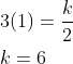 \begin{aligned} &3(1)=\frac{k}{2} \\ &k=6 \end{aligned}