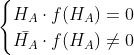 \begin{cases}H_A\cdot f(H_A)=0\\ \bar {H_A} \cdot f(H_A) \not= 0 \end{}