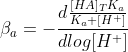 \beta_a=-\frac{d\frac{[HA]_TK_a}{K_a+[H^+]}}{dlog[H^+]}\; \; \; \; \; \; \; \; (9)