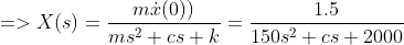 =>X(s) = \frac{m\dot{x}(0)) }{ms^2+ cs + k} = \frac{1.5 }{150s^2+ cs + 2000}