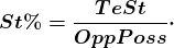 \boldsymbol{St\%=\frac{TeSt}{OppPoss}\cdot 100}