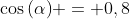 cos{(alpha)} = 0,8