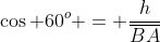 cos 60^o = frac{h}{overline{BA}}