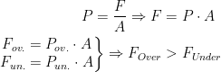 \begin{align*} P=\frac{F}{A}\Rightarrow F &= P\cdot A \\ \left.\begin{matrix} F_{ov.}=P_{ov.}\cdot A\\ F_{un.}=P_{un.}\cdot A \end{matrix}\right\} \Rightarrow F_{Over} &>F_{Under} \end{align*}