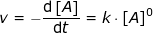 \small \small v=-\frac{\mathrm{d}\left [ A \right ] }{\mathrm{d} t}=k\cdot \left [ A \right ]^0