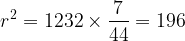 large r^2=1232times frac{7}{44}=196