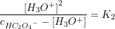 \small \frac{ \left [ H_3O^+ \right ]^2}{c_{HC_2{O_4}^-}-\left [H_3O^+ \right]}=K_2