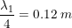 \small \frac{\lambda _1}{4}=0.12\; m