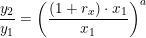 \small \frac{y_2}{y_1}=\left (\frac{(1+r_x)\cdot x_1}{x_1} \right )^a