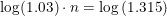 \small \log(1.03)\cdot n=\log\left (1.315 \right )