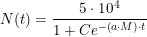 \small N(t)=\frac{5\cdot 10^4}{1+Ce^{-\left (a\cdot M \right )\cdot t}}