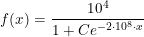 \small f(x)=\frac{10^4}{1+Ce^{-2\cdot 10^8\cdot x}}
