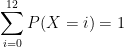 \sum_{i=0}^{12}P(X=i)=1