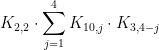 K_{2,2}\cdot \sum_{j=1}^{4}K_{10,j}\cdot K_{3,4-j}