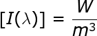 \left [ I(\lambda) \right ]=\frac{W}{m^3}