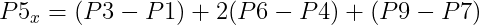 P5{_x}=(P3-P1)+2(P6-P4)+(P9-P7)