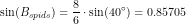 \small \sin(B_{spids})=\frac{8}{6}\cdot \sin(40\degree)=0.85705