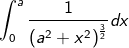 \int _0^a\frac{1}{\left(a^2+x^2\right)^{\frac{3}{2}}}dx